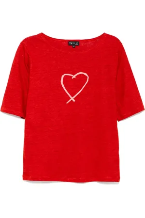 AGNÈS B. Sarajevo heart printed bow T-shirt