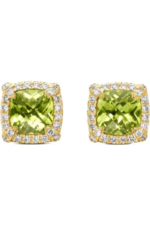 David Yurman 18kt yellow petit Chateleine peridot and diamond stud earrings (5mm)