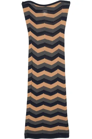 VERSACE 2000s chevron-knit midi dress