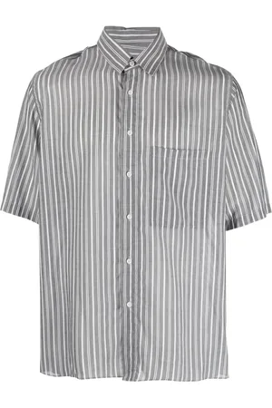 LOW BRAND Striped short-sleeve lyocell shirt