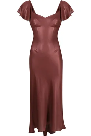 Parlor Metallic-effect short-sleeved midi dress