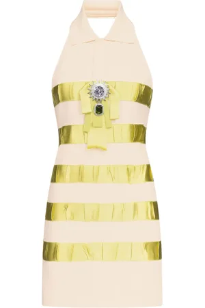 AREA Crystal-embellished polo dress