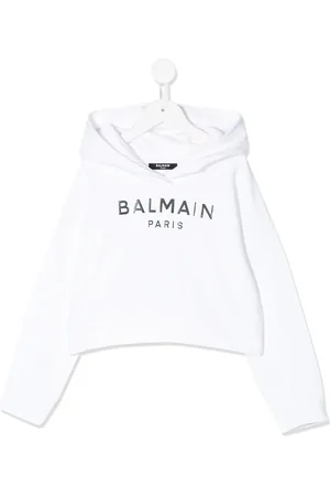 Balmain Long sleeve mirrored logo hoodie