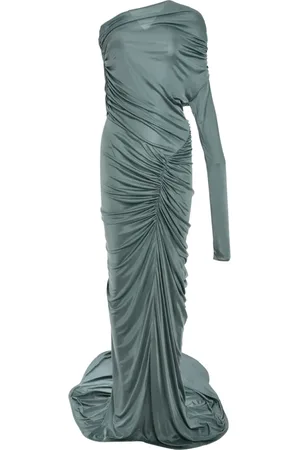 Atlein One-sleeve ruched gown