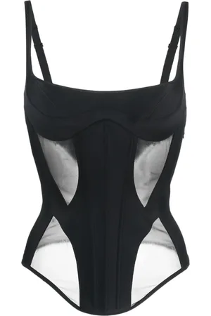 MUGLER Illusion panelled corset top