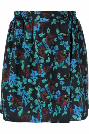 Ganni Floral-print buttoned skirt