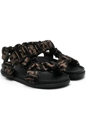 Fendi FF-logo print ruched sandals