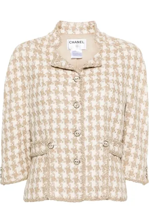 CHANEL 2008 houndstooth single-breasted jacket