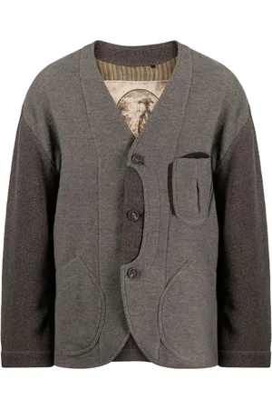 ZIGGY CHEN Patchwork-design V-neck jacket