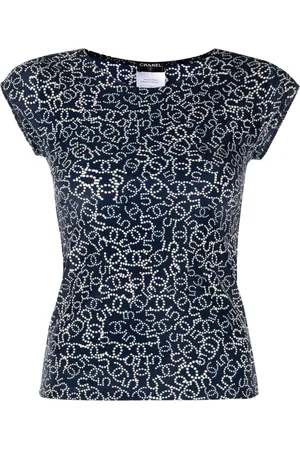 CHANEL 2006 CC print round neck T-shirt
