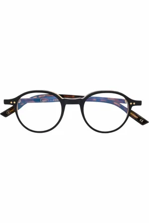 LESCA Tortoiseshell-effect round-frame glasses