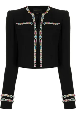 Zuhair Murad Crystal-embellished cady cropped jacket