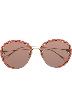 Chloé Stitching-detail round-frame sunglasses
