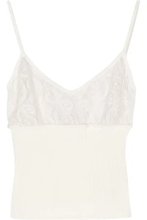 Giambattista Valli Ribbed lace-panel vest top