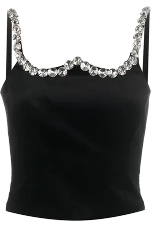 VIVETTA Crystal-embellished cropped tank top