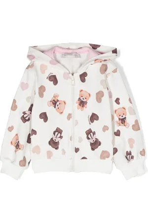 MONNALISA Teddy Bear zip-up hoodie