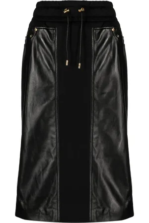 Tom Ford Panelled leather and cotton-blend jersey midi skirt