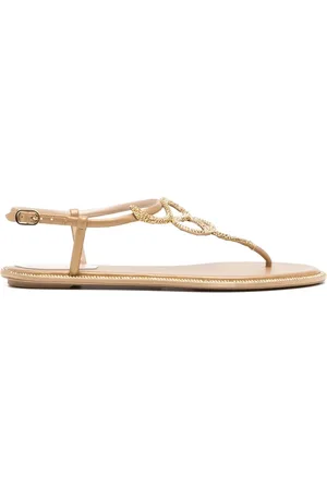 RENE CAOVILLA Snake crystal embellished flat sandals