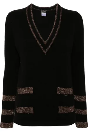 CHANEL 2004 V-neck cashmere-blend jumper