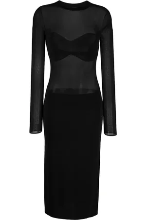 Patrizia Pepe Long-sleeved sheer midi dress