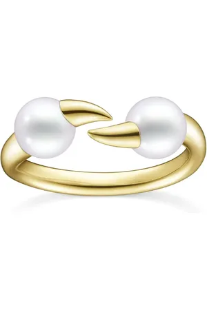 Tasaki 18kt yellow Collection Line Danger Fang pearl ring