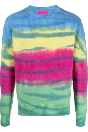 THE ELDER STATESMAN Striped tie-dye cashmere jumper