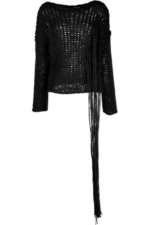 ISABEL BENENATO Macram??-detail crochet-knit jumper