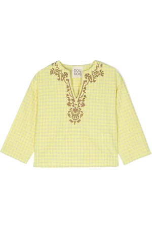 DOUUOD KIDS Checked embroidered blouse