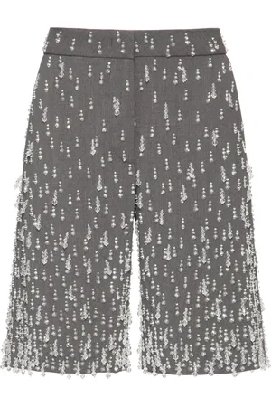 VALENTINO GARAVANI Low-rise crystal-drops tailored shorts