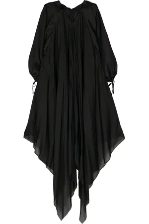 Shanshan Ruan Puff-sleeve asymmetric silk dress