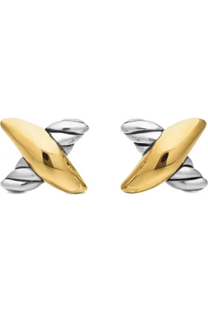 David Yurman 18kt yellow and sterling silver Petite X stud earrings (7.5mm)