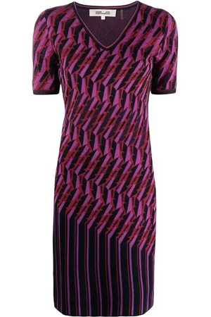 Diane von Furstenberg Zig-zag intarsia-knit dress