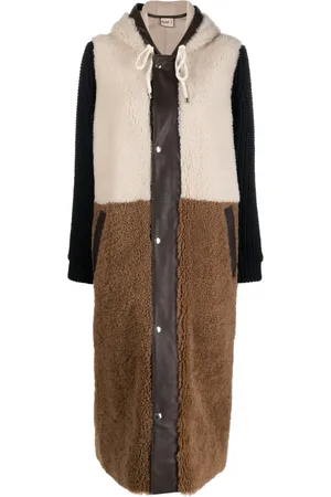 Plan C Long patchwork shearling coat