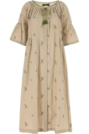 Max Mara Taso embroidered flounce-sleeve dress