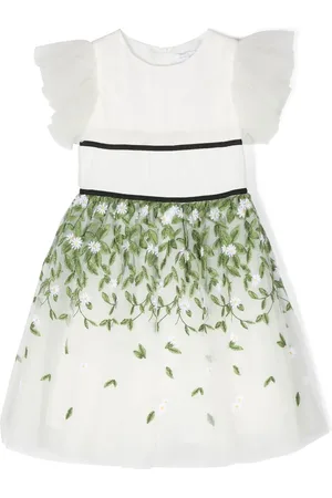 MONNALISA Embroidered-leaf detail dress