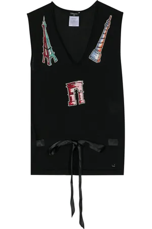 CHANEL 2006 intarsia-knit tank top