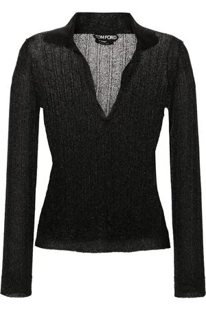 Tom Ford Metallic-threading knitted polo shirt