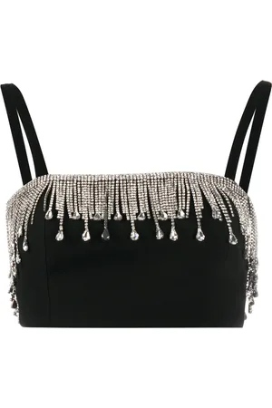 Philipp Plein Crystal fringe crop top