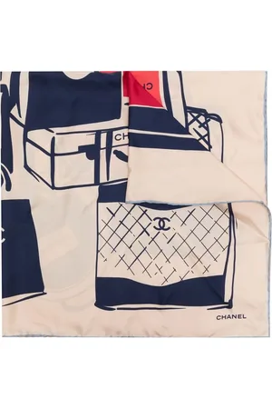 CHANEL Luggage print silk scarf