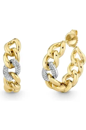 Sydney Evan 14kt yellow small Single Link diamond hoop earrings