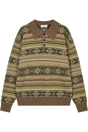 Studio Tomboy Intarsia-knit polo top