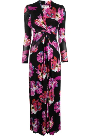 Diane von Furstenberg Painted blossom-pattern midi dress