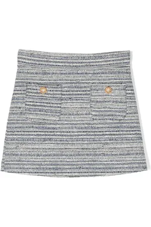 Balmain Patch-pockets tweed mini skirt