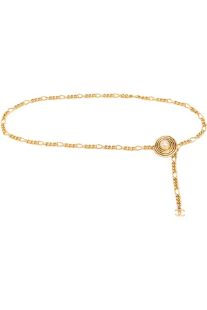 CHANEL 1980s pearl-embellished chain belt