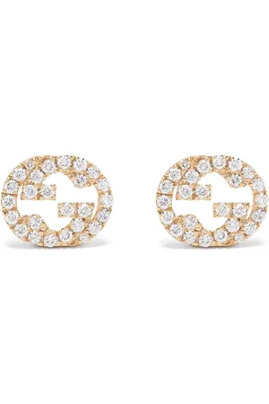 Gucci 18kt yellow Interlocking G diamond stud earrings