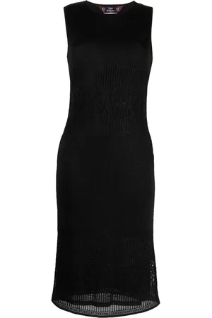 John Galliano 1990 lamé-effect sleeveless midi dress