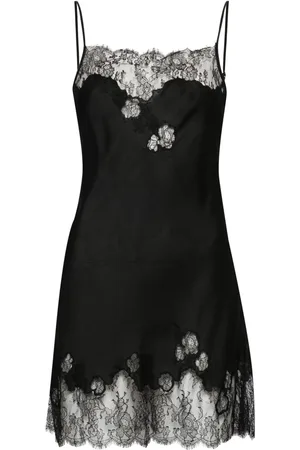 CARINE GILSON Lace-trim silk slip dress