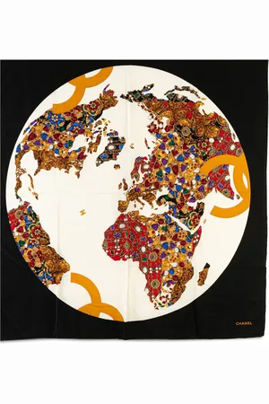 CHANEL 20th Century Gripoix Globe Silk Scarf scarves