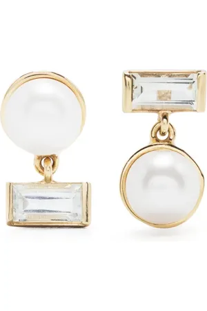 Aliita 9kt yellow Perla Baguette pearl and amethyst earrings
