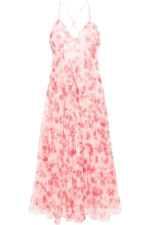 Serafini Floral-print tulle midi dress